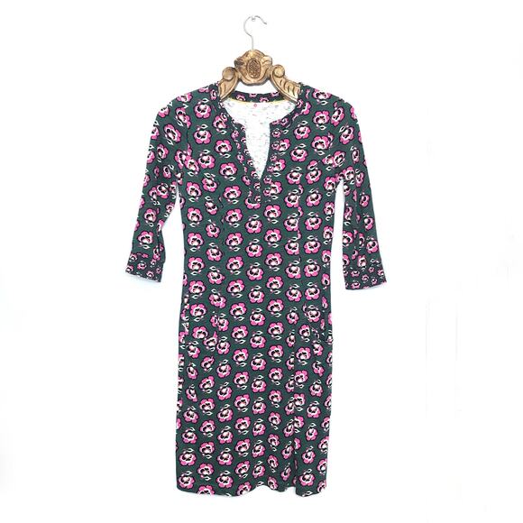 Boden Cotton Dress Floral Pattern Front Pockets Notch Neck Long Sleeves 4R - Picture 1 of 7